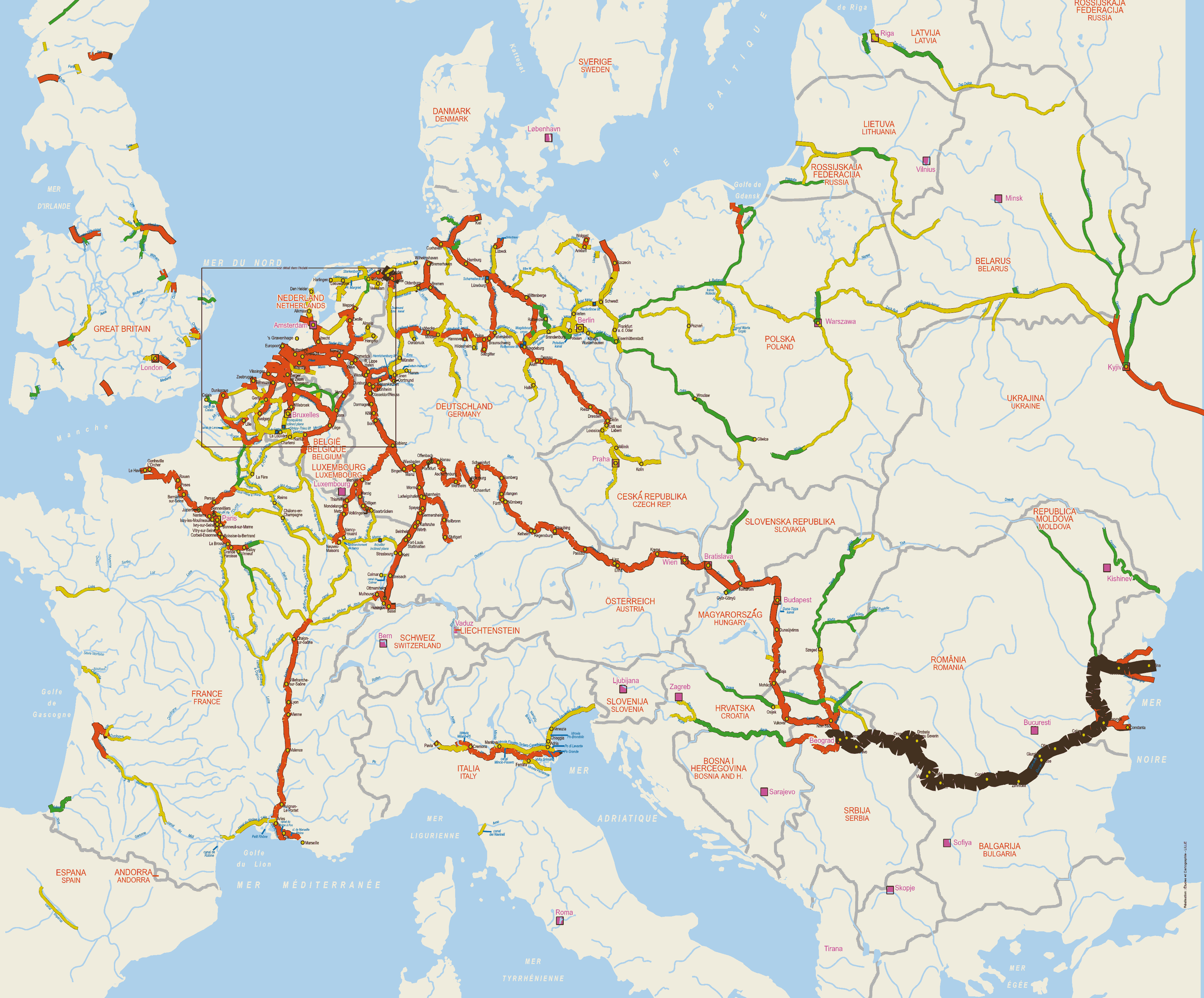 carte voie navigable europe Carte Des Voies Navigables D Europe carte voie navigable europe