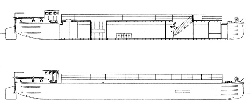 Plan de Péniche aménagée